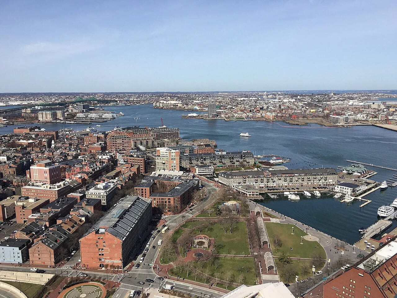 Boston’s waterfront and North End from above